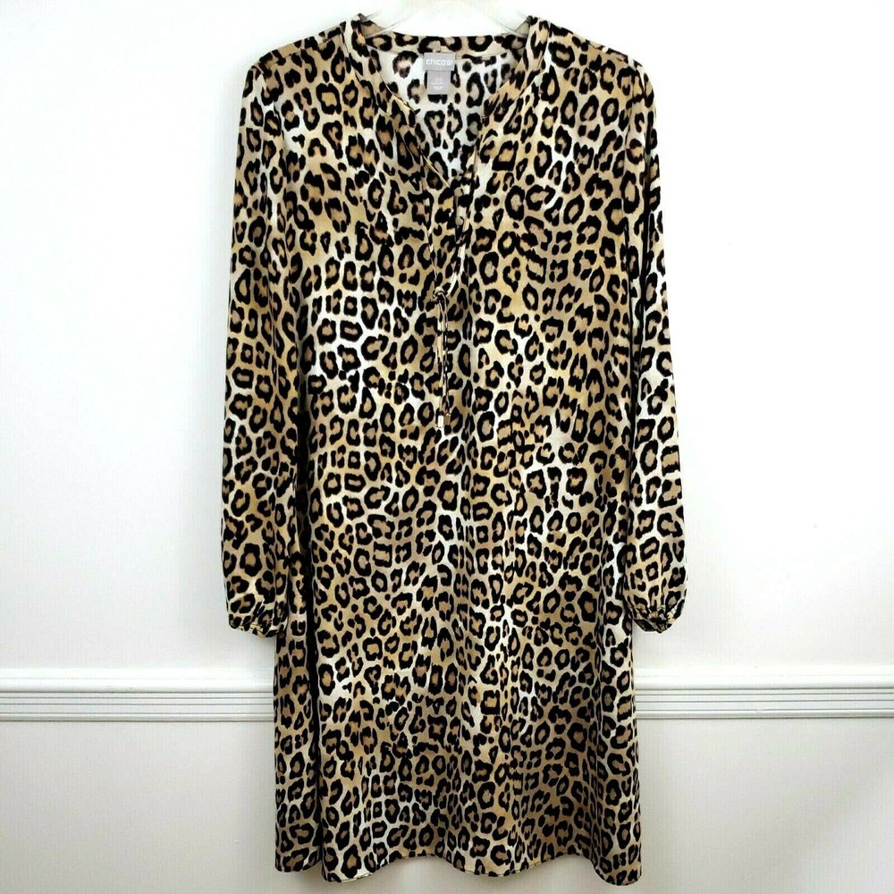 Chico's Tunic Dress Leopard Animal Print Pullover